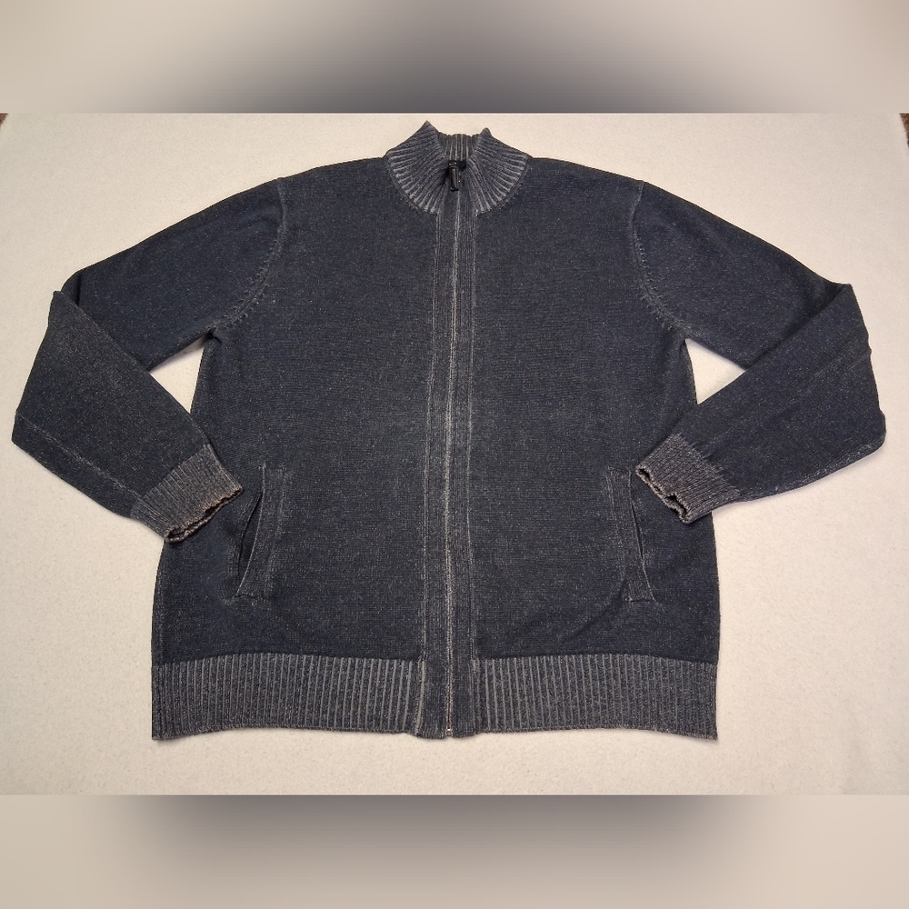 Kenneth Cole New York Charcoal Gray Full-Zip Knit Cardigan